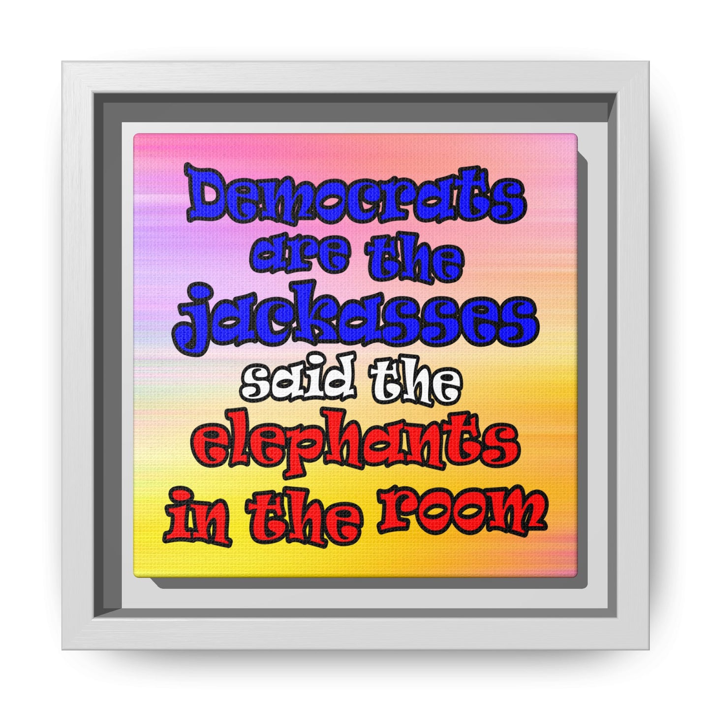 donkeys and elephants - framed canvas art (color blur)