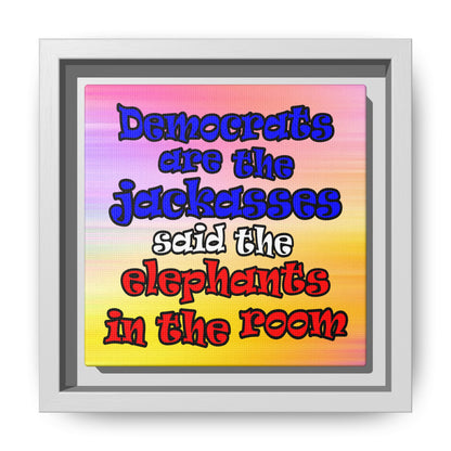 donkeys and elephants - framed canvas art (color blur)