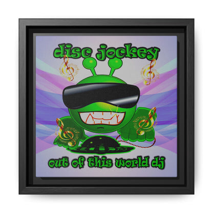 disc jockey - framed canvas art (light blue-pink wave)
