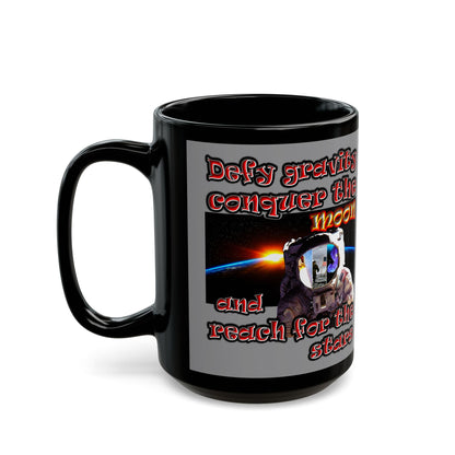 defy conquer reach - Black Mug (grey)