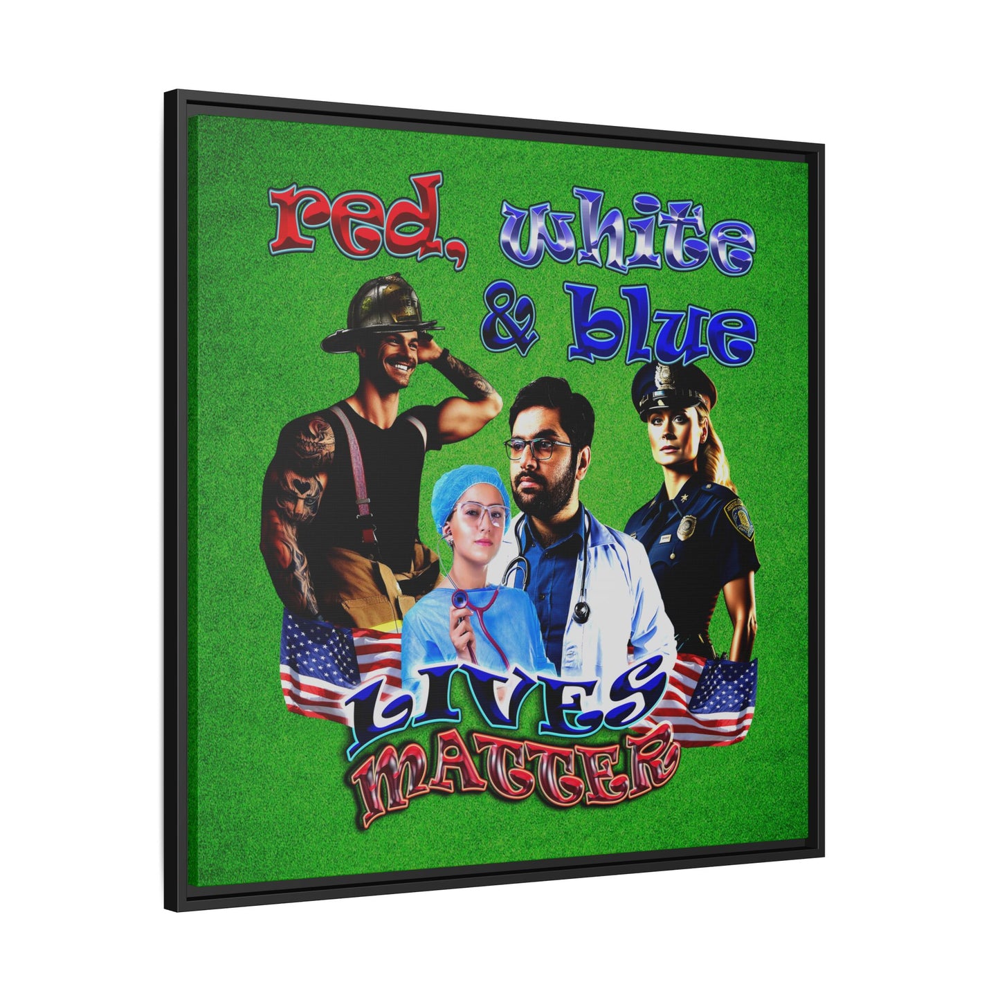 rw&b lives matter - framed canvas art (green turf)