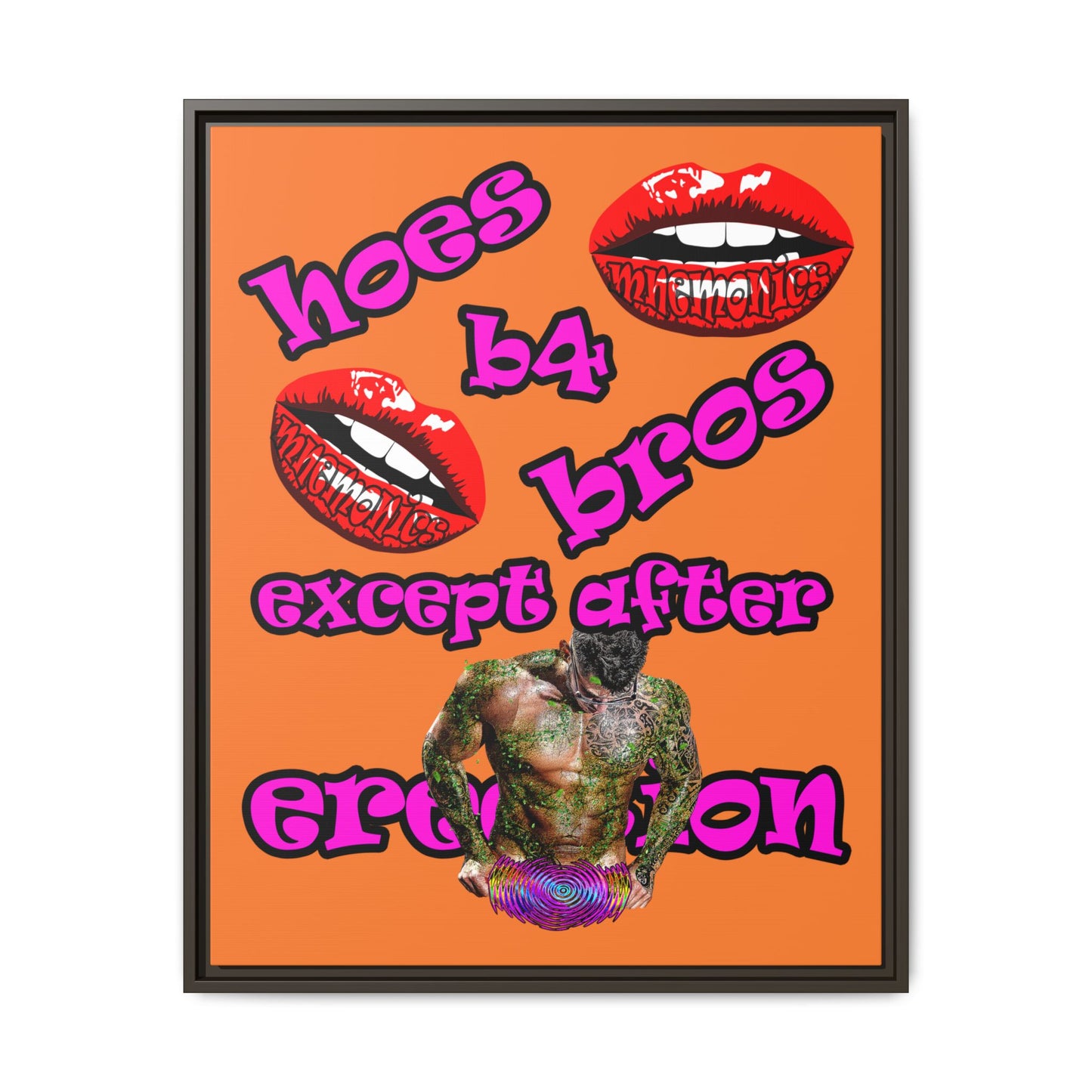 hoes b4 bros - framed canvas art (crusta)