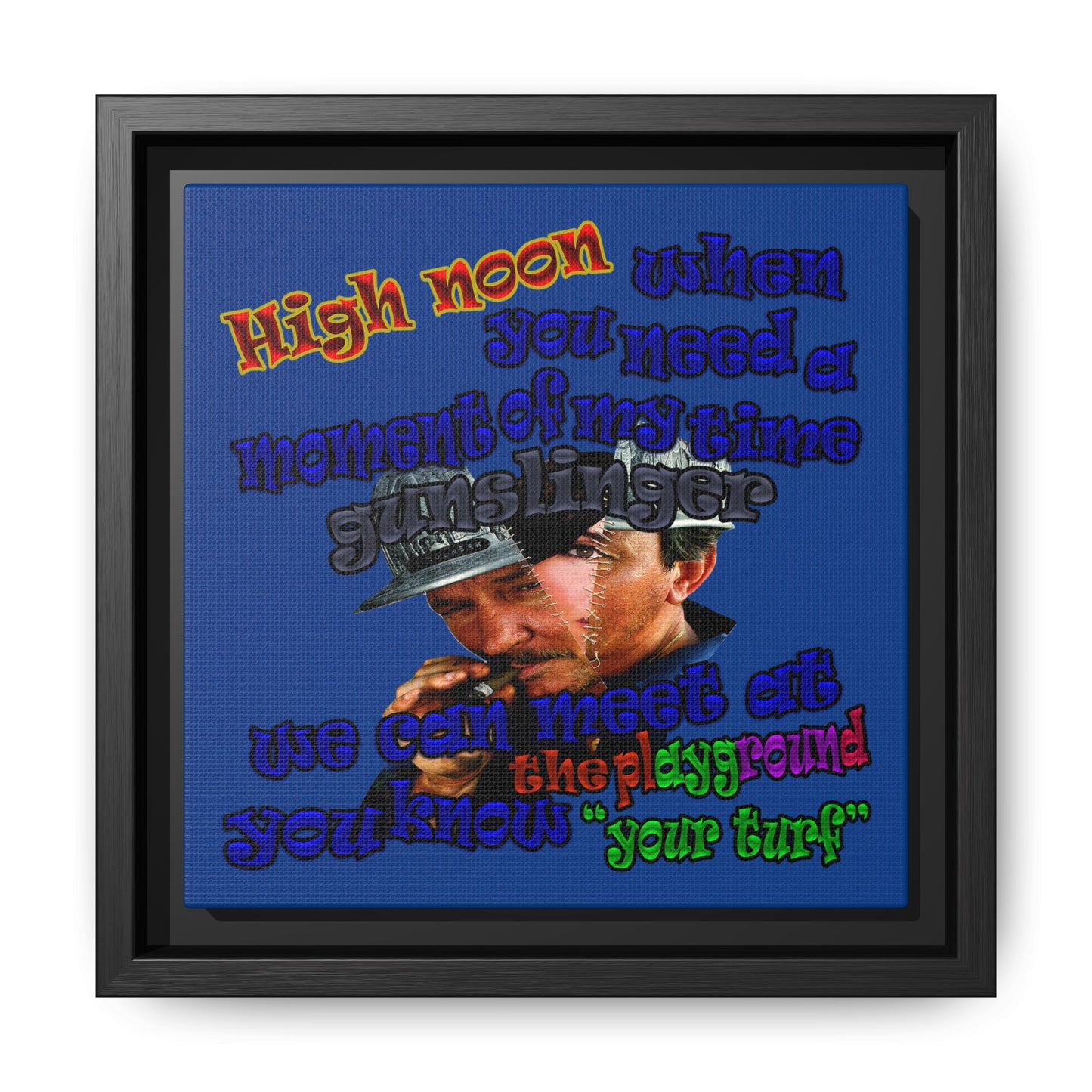 high noon - framed canvas art (dark blue)