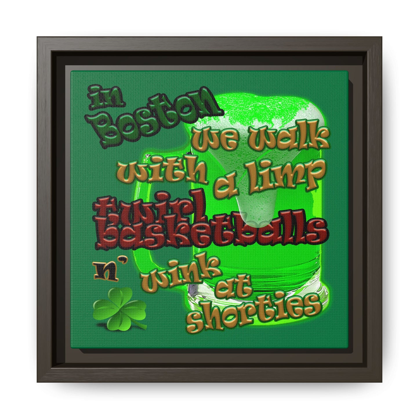 celtics logo - framed canvas art (dark green)