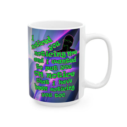 noticed you noticing - White Mug (grey-pink wave)