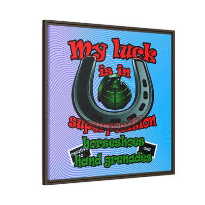my luck - framed canvas art (light blue-purple wave)