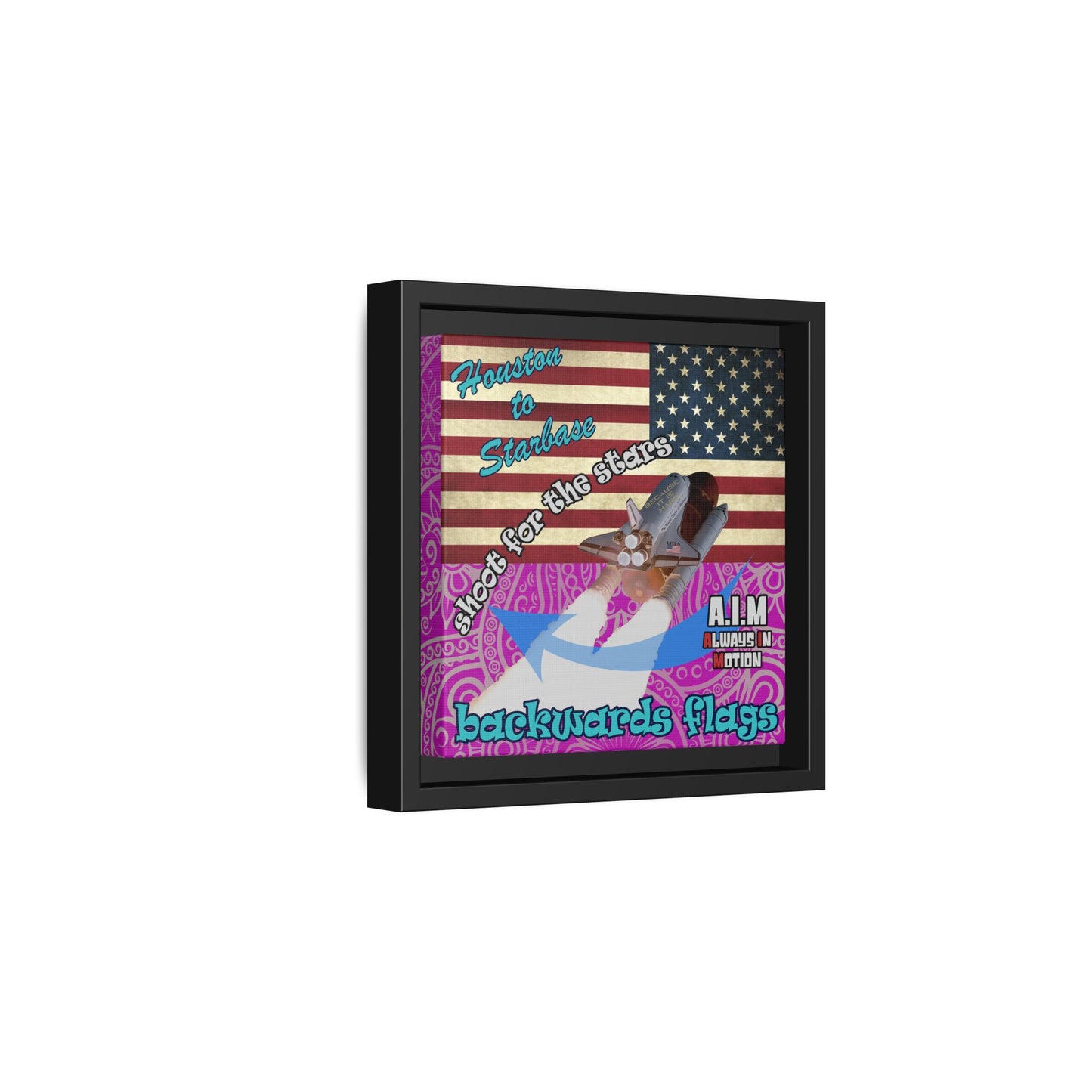 shoot for the stars - framed canvas art (pink swirl)