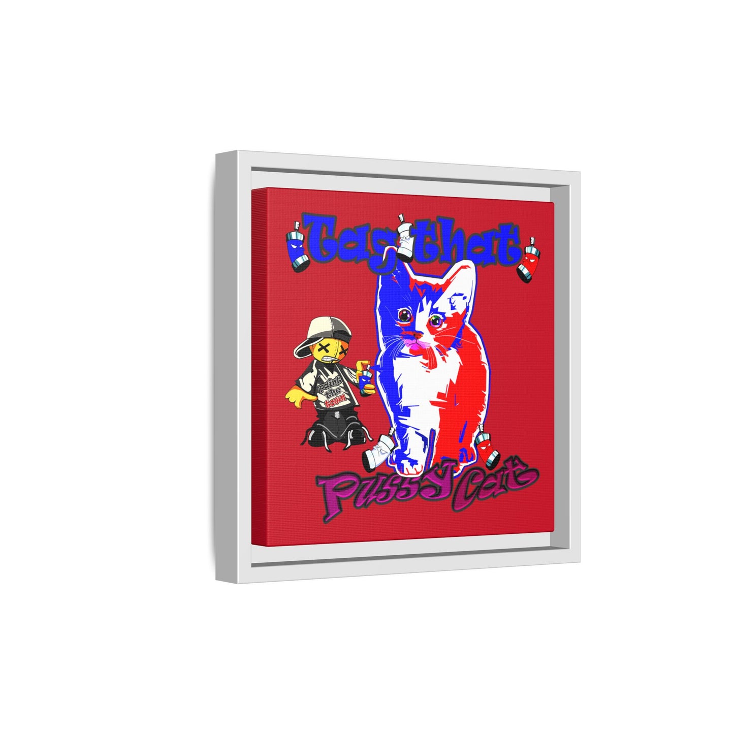 tag that - framed canvas art (dark red)