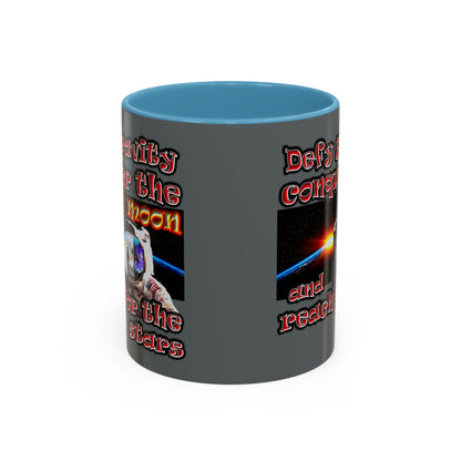 defy conquer reach - Accent Mug (dark grey)