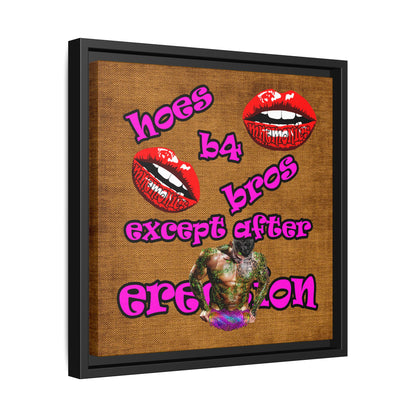 hoes b4 bros - framed canvas art (brown papyrus)