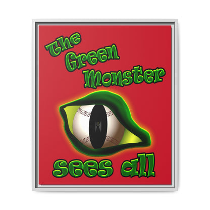 green monster - framed canvas art (dark red)