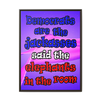 donkeys and elephants - framed canvas art (purple-pink wave)