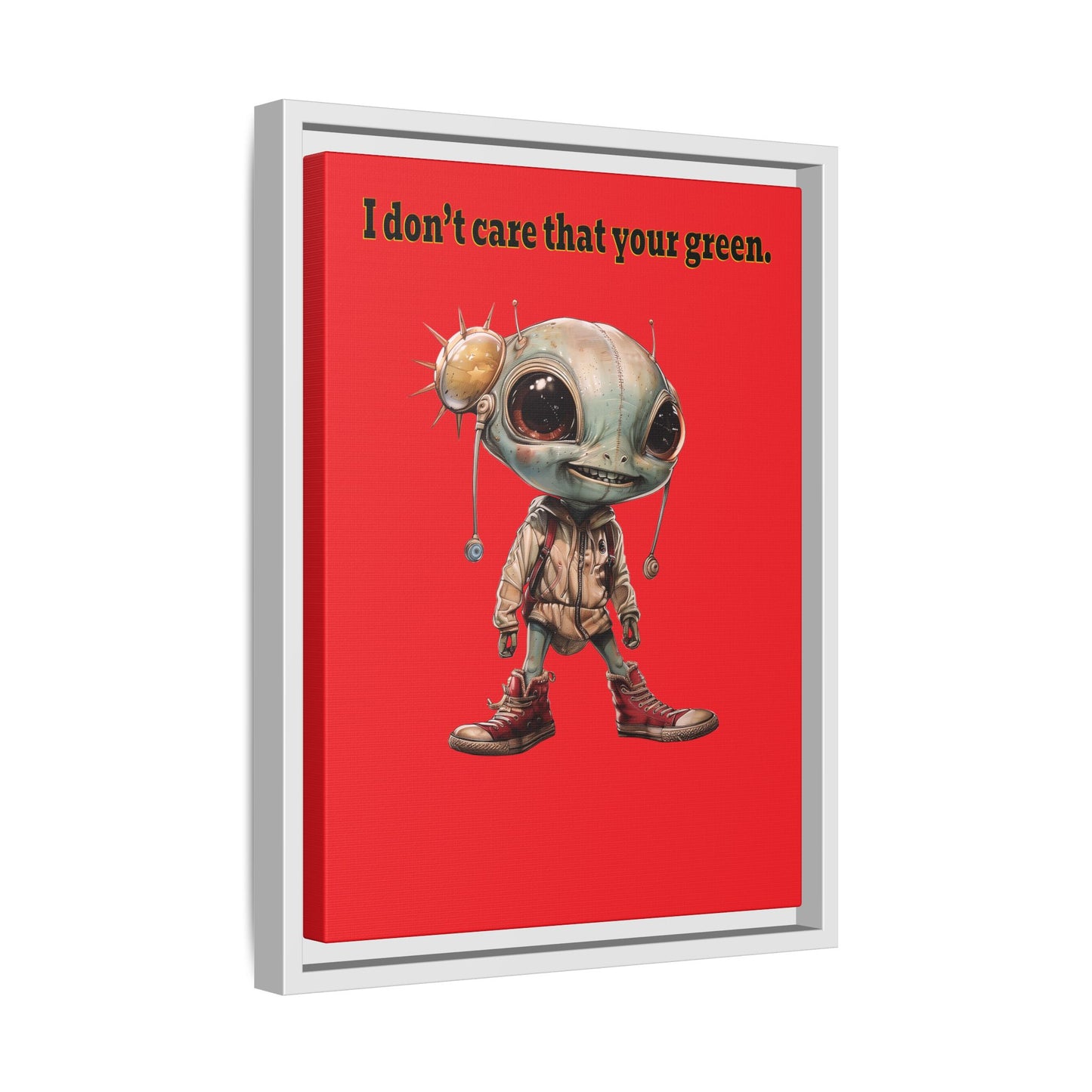 I don't care that your green - framed canvas art (red)