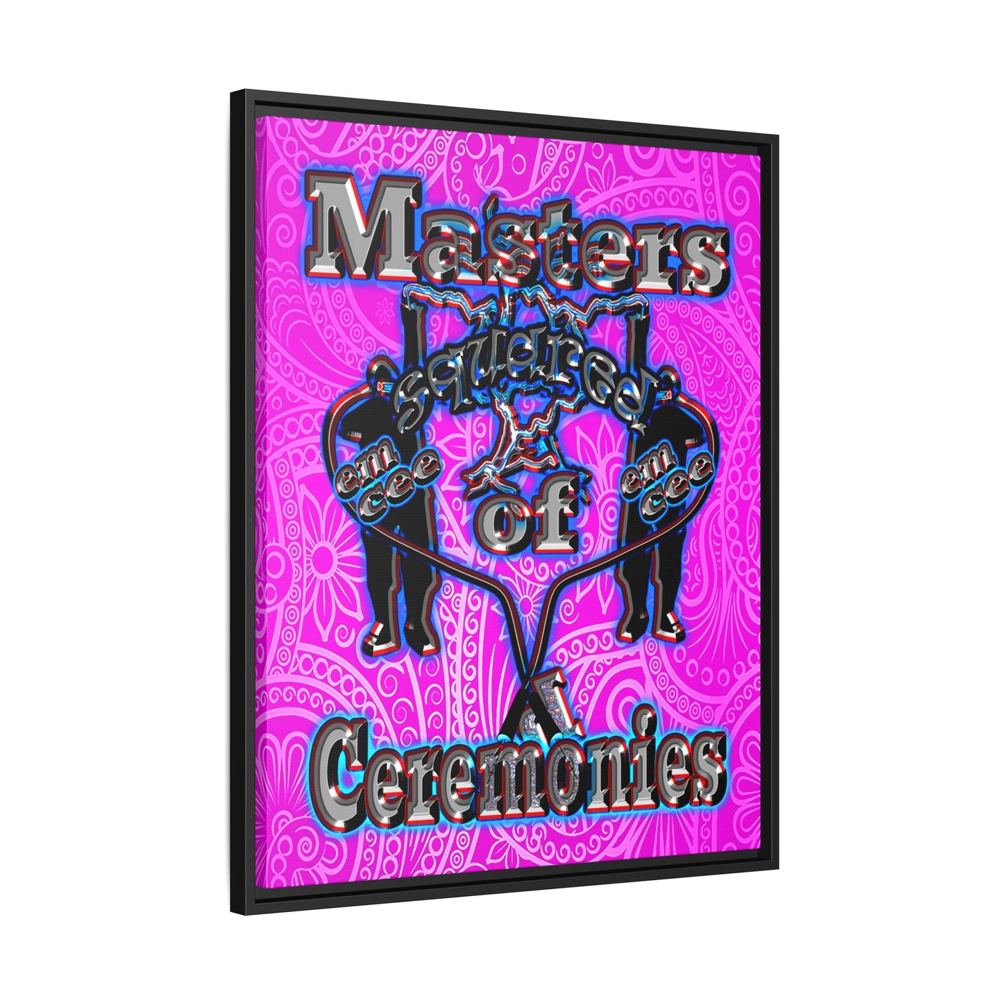 em cee squared - framed canvas art (pink swirl)