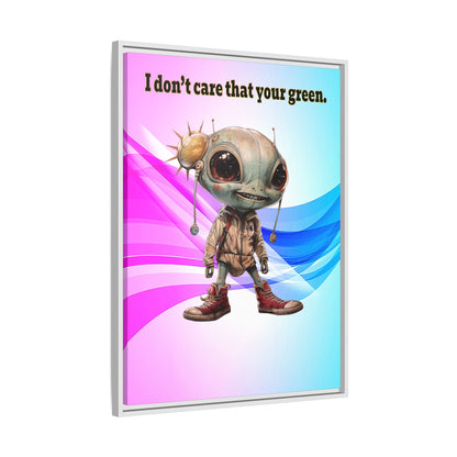 I don't care that your green - framed canvas art (light blue-pink wave)