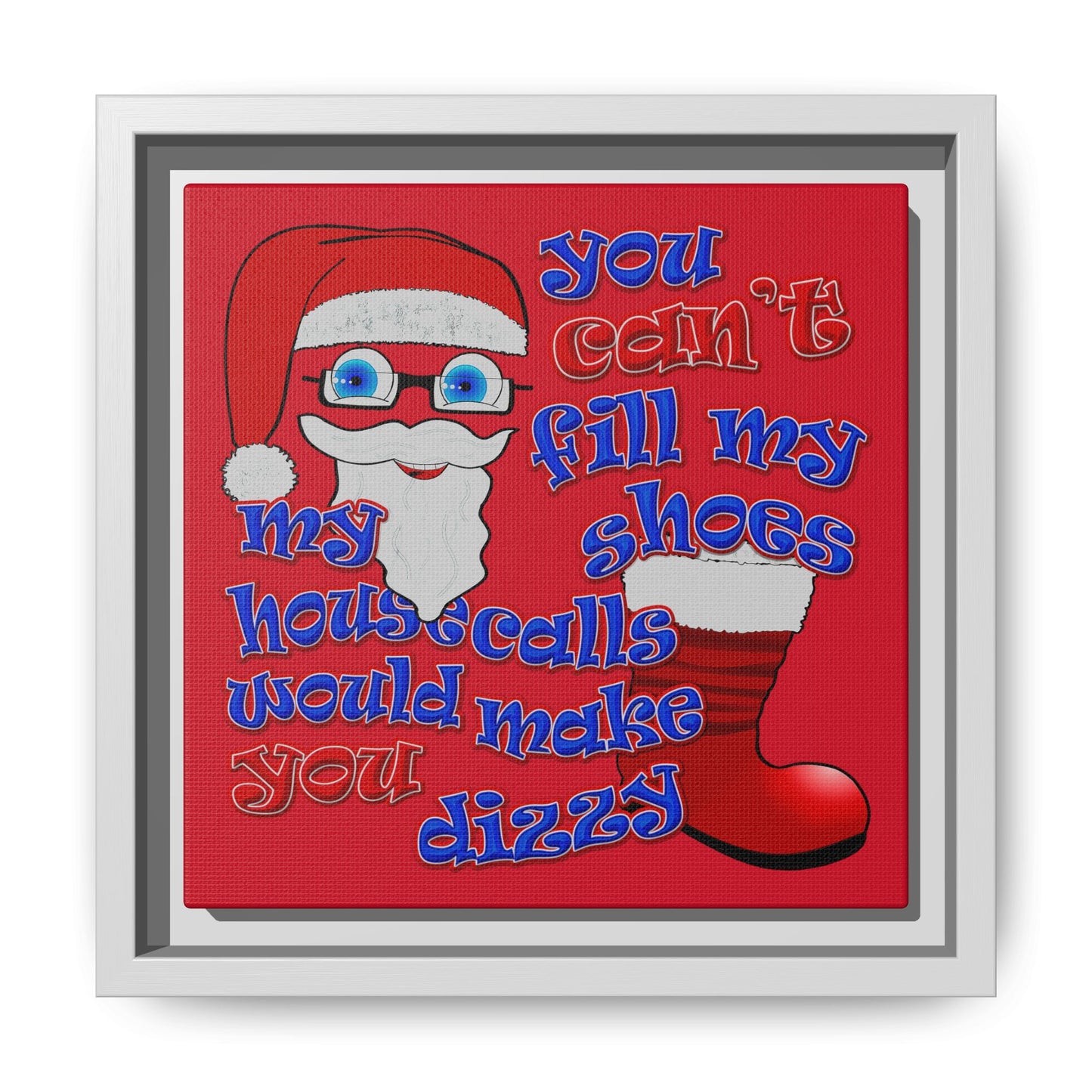 santa's shoes - framed canvas art (dark red)