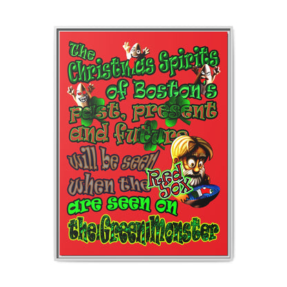christmas spirits of boston - framed canvas art (red)