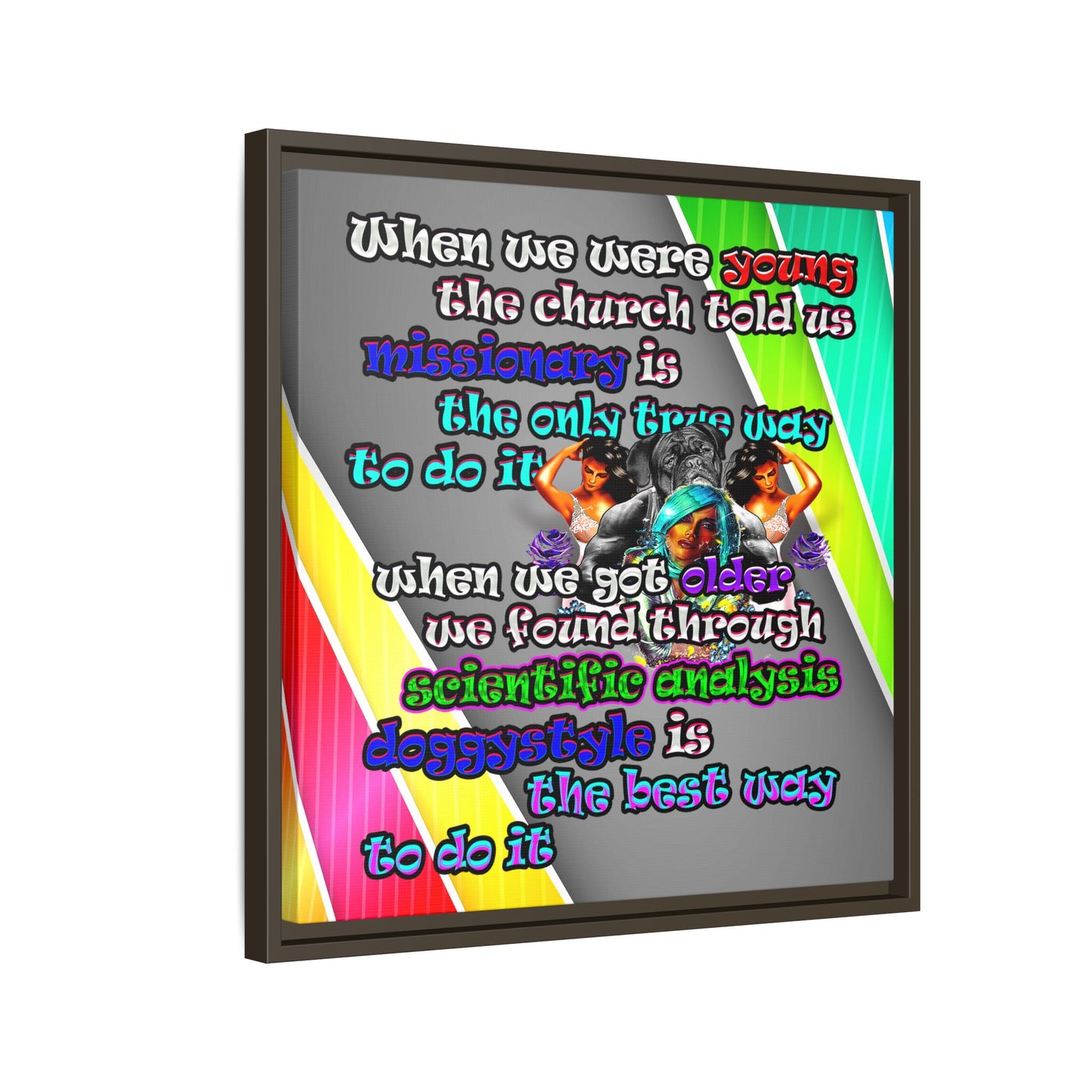 doggystyle - framed canvas art (rainbow split)