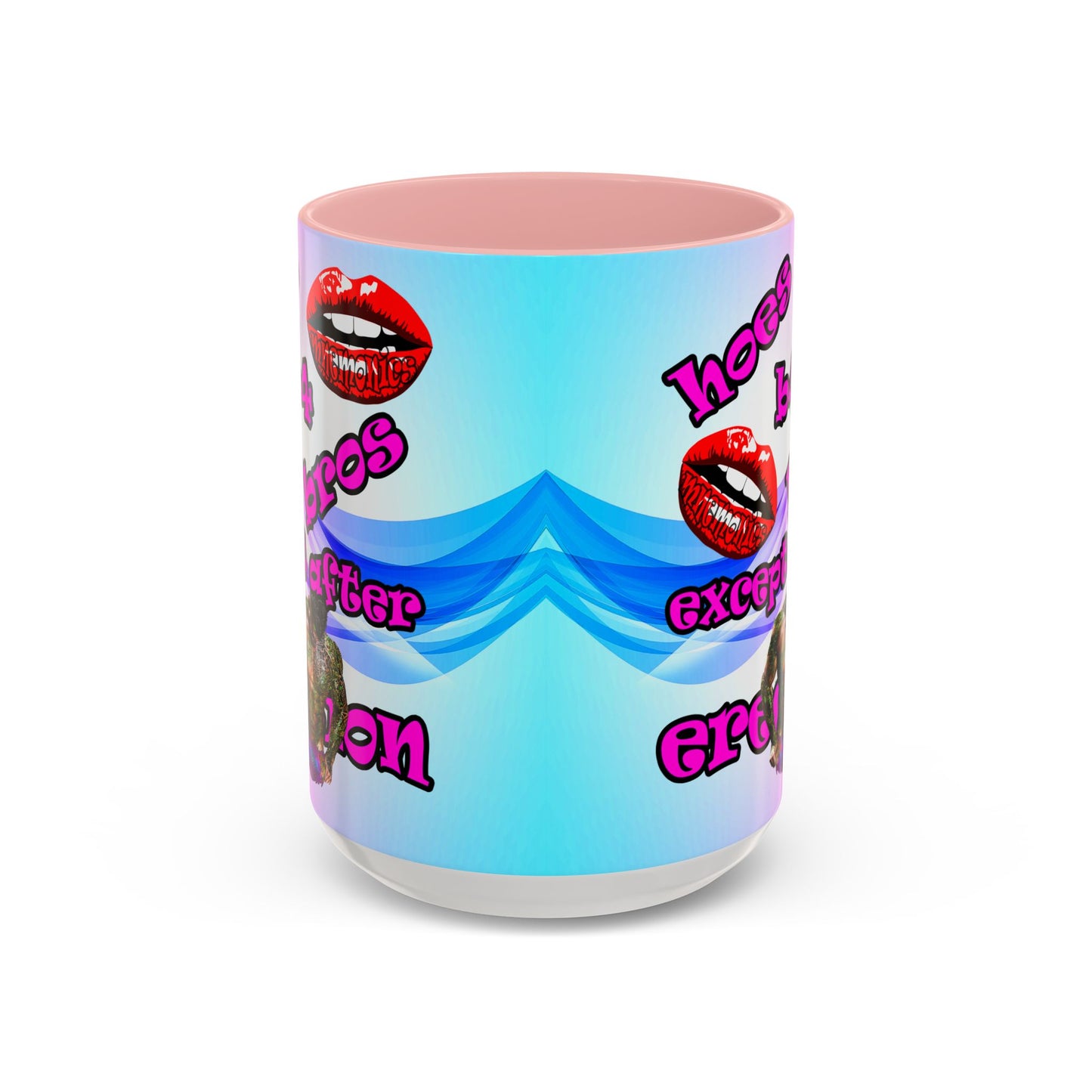 hoes b4 bros - Accent Mug (light blue-pink wave)