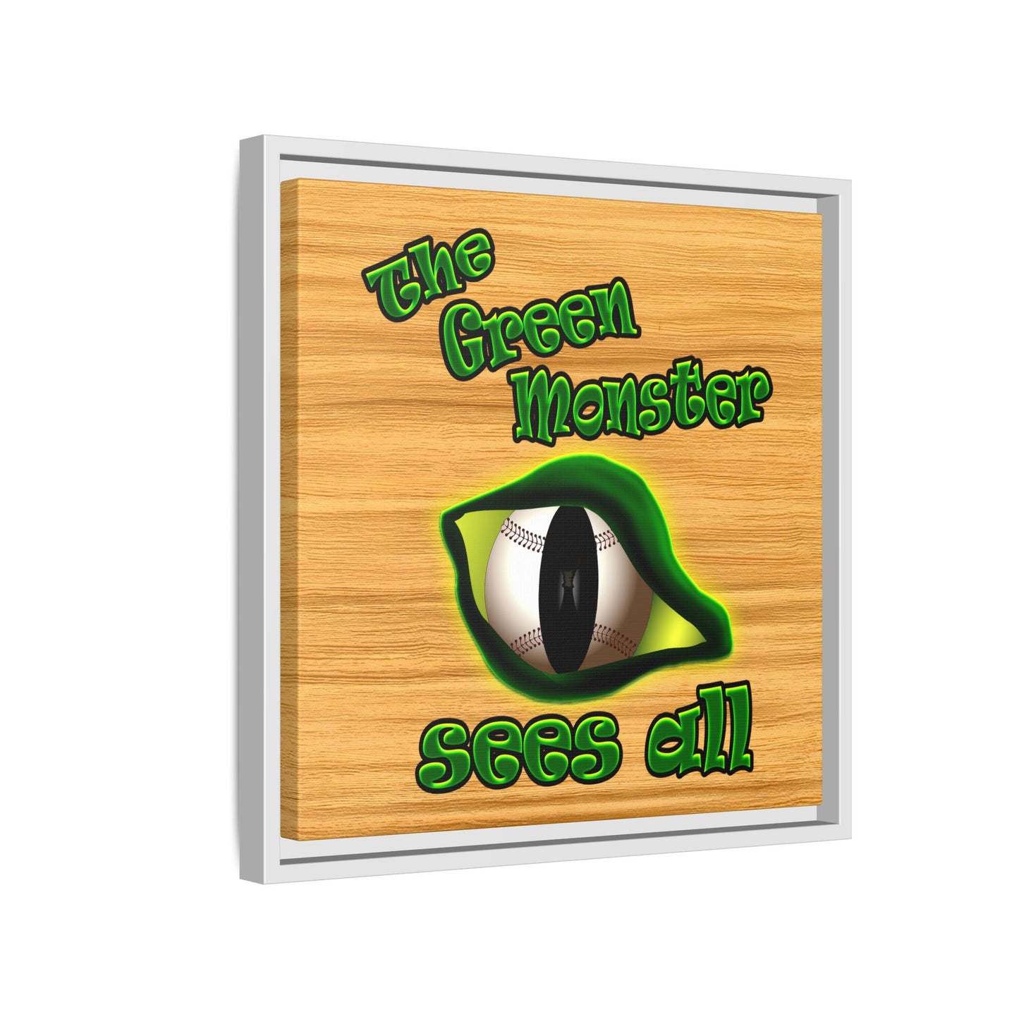 green monster - framed canvas art (butterscotch wood finish)