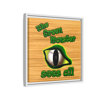 green monster - framed canvas art (butterscotch wood finish)