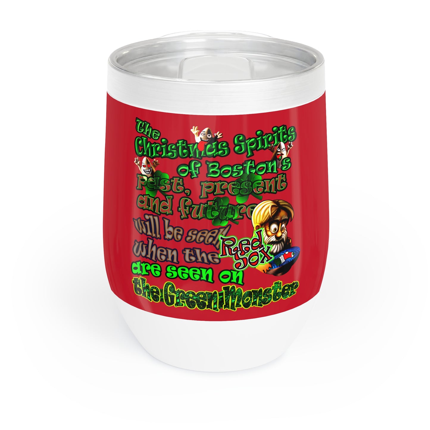 christmas spirits of boston - Chill Wine Tumbler (dark red)