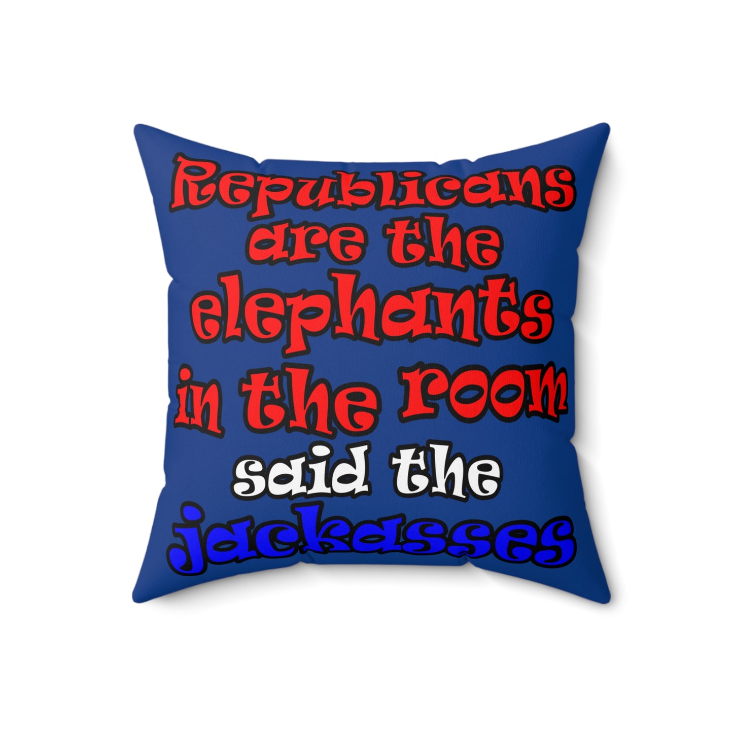 donkeys and elephants - Spun Polyester Square Pillow - (dark blue)