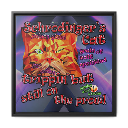 schrodinger's cat - framed canvas art (grey-pink wave)