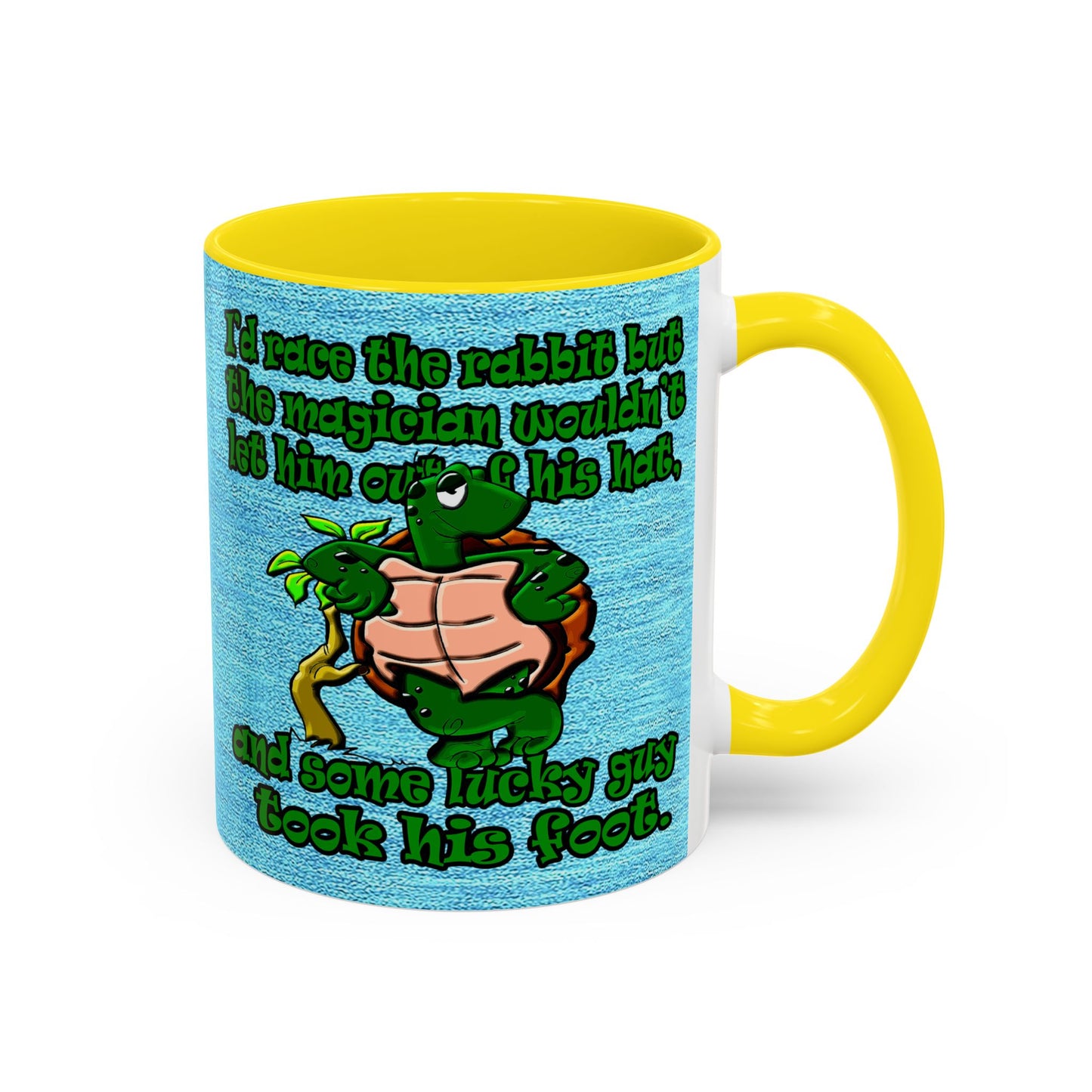 turtle race - Accent Mug (faded dark blue)