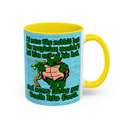 turtle race - Accent Mug (faded dark blue)