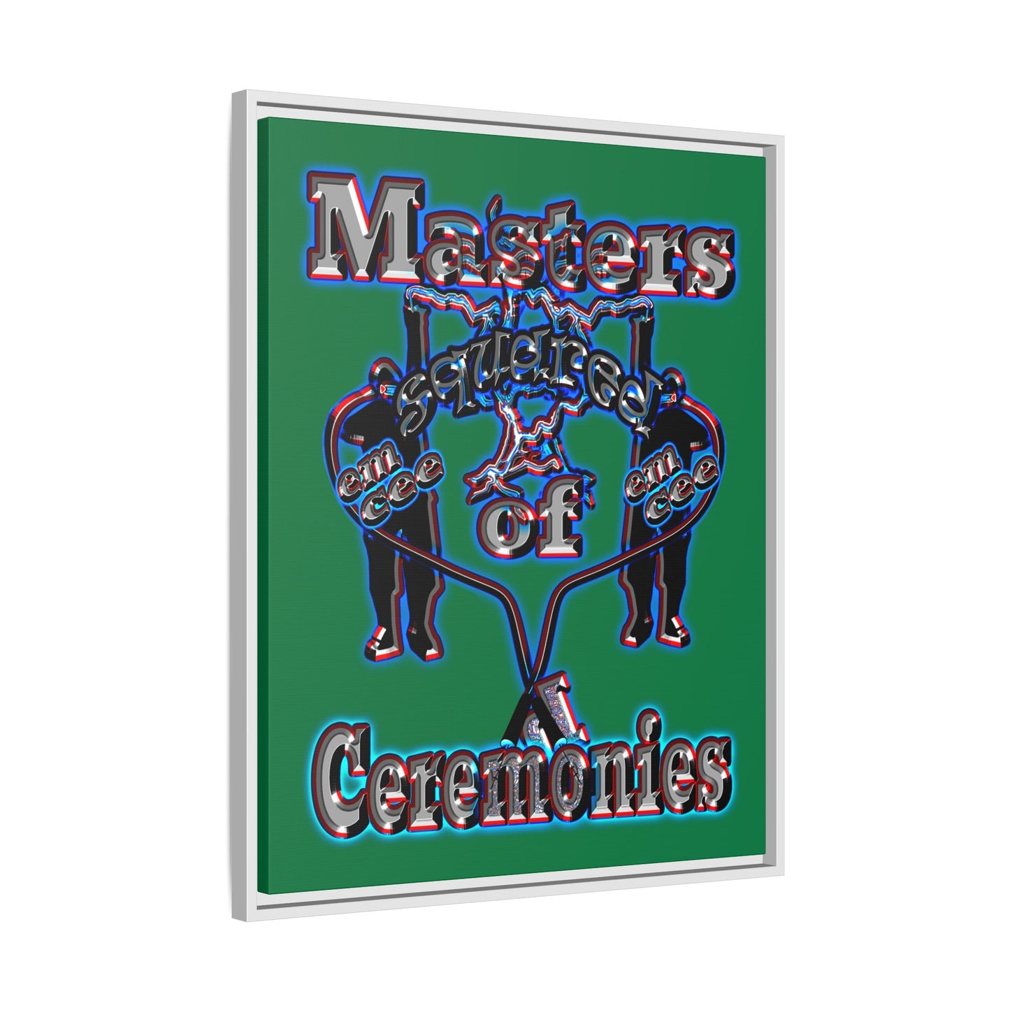 em cee squared - framed canvas art (dark green)