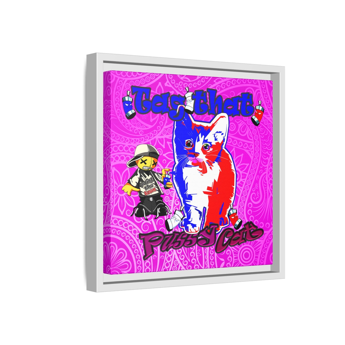 tag that - framed canvas art (pink swirl)