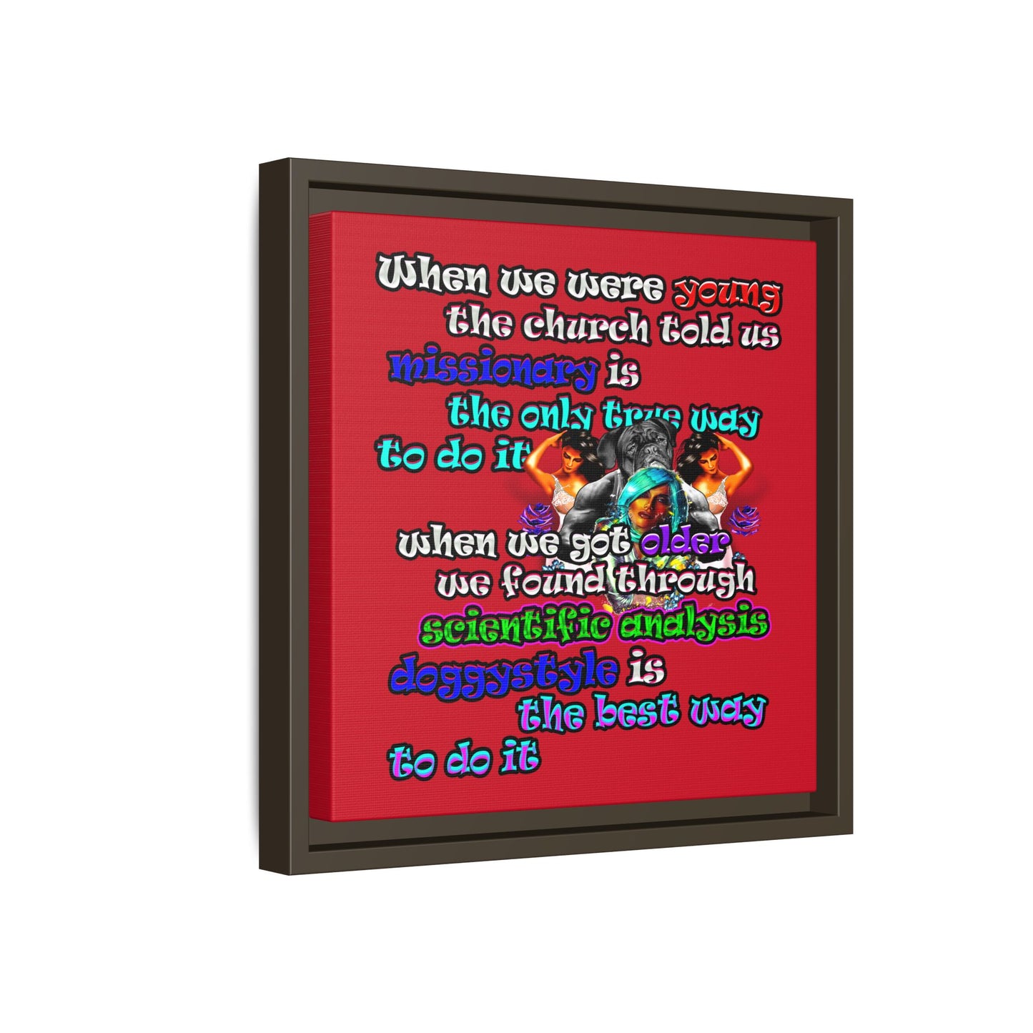 doggystyle - framed canvas art (dark red)