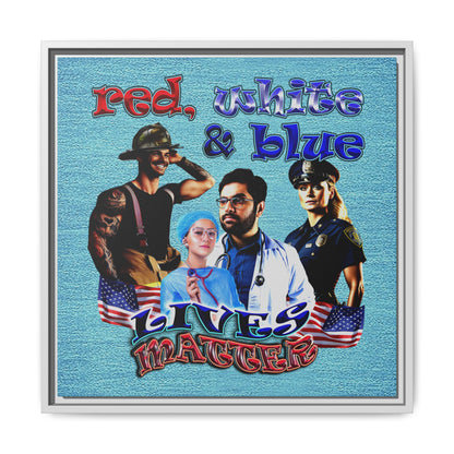 rw&b lives matter - framed canvas art (faded blue)
