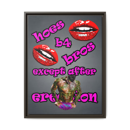 hoes b4 bros - framed canvas art (grey-light grey)