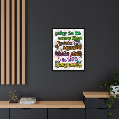 the bum's shit - framed canvas art (white marble)