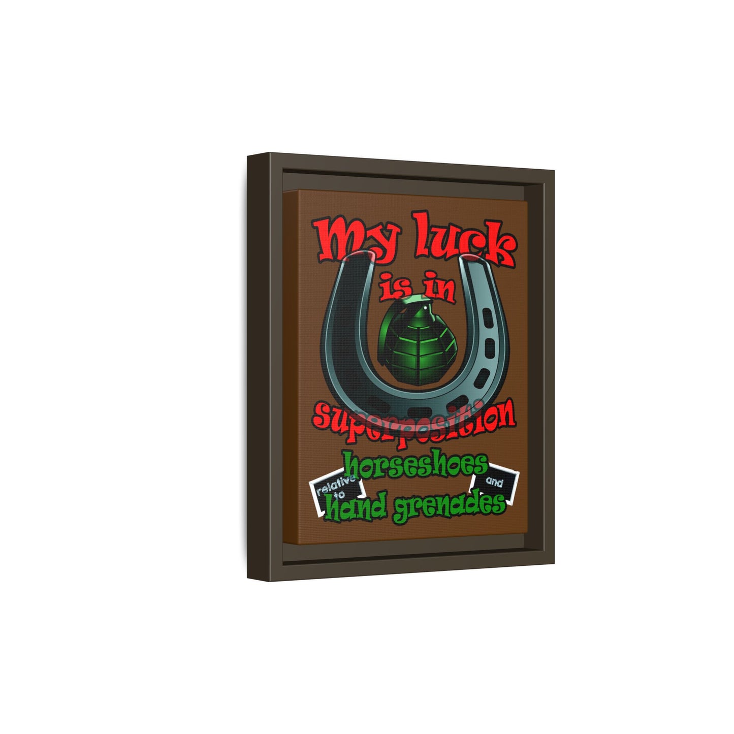 my luck - framed canvas art (brown)