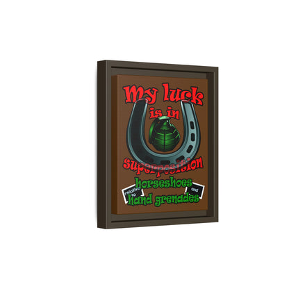my luck - framed canvas art (brown)