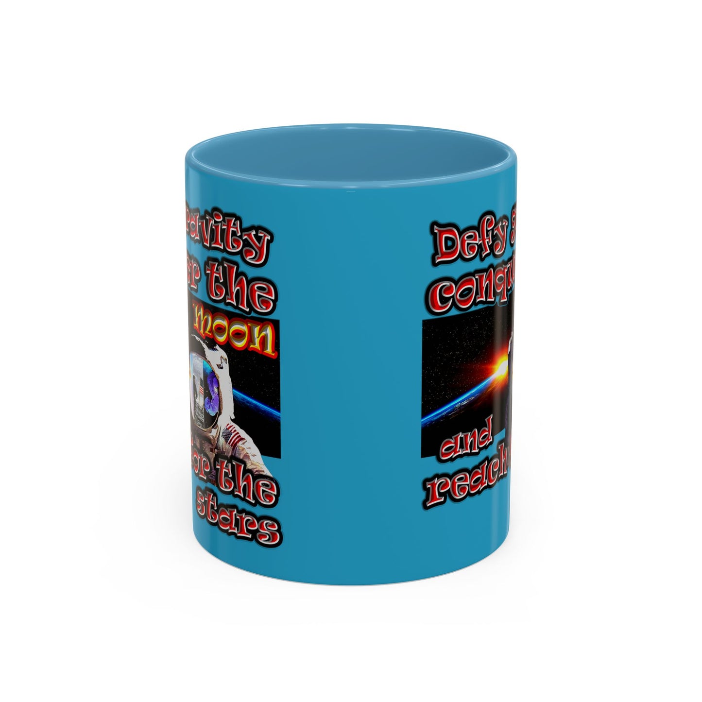 defy conquer reach - Accent Mug (turquoise)