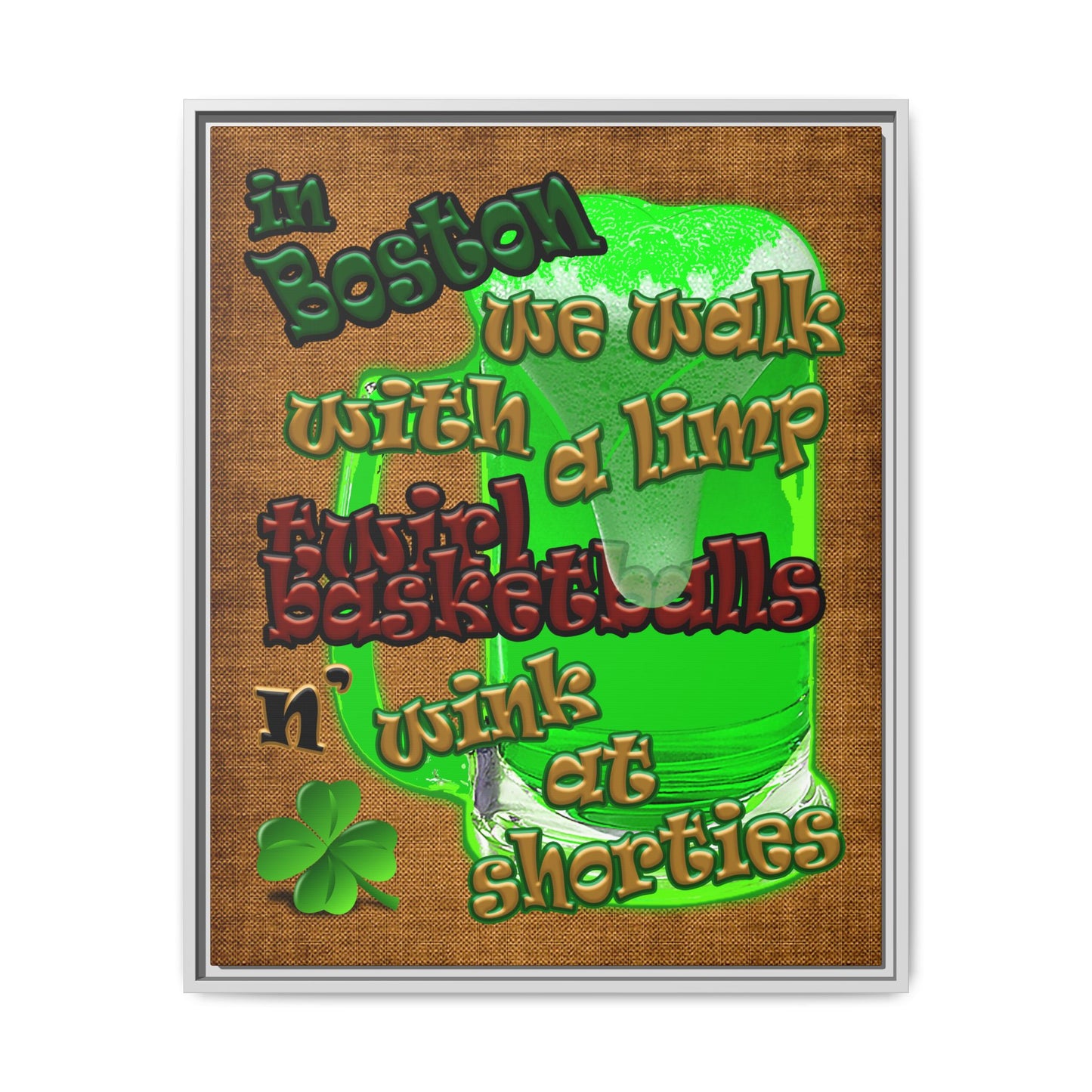 celtics logo - framed canvas art (brown papyrus)