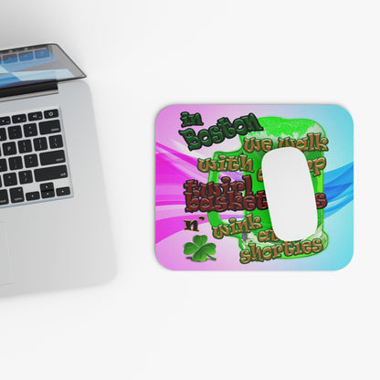 celtics logo - Mouse Pad (Rectangle) (light blue-pink wave)