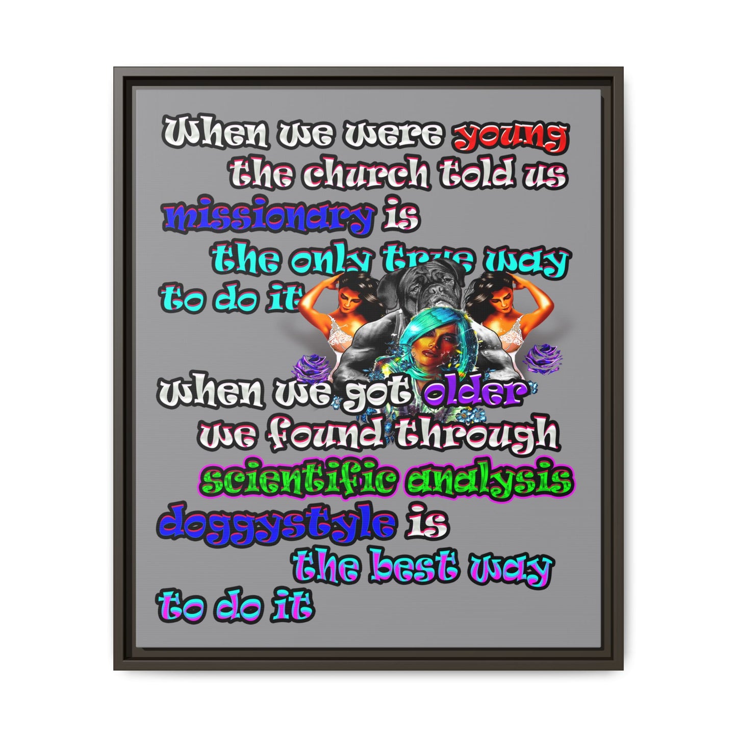 doggystyle - framed canvas art (grey)