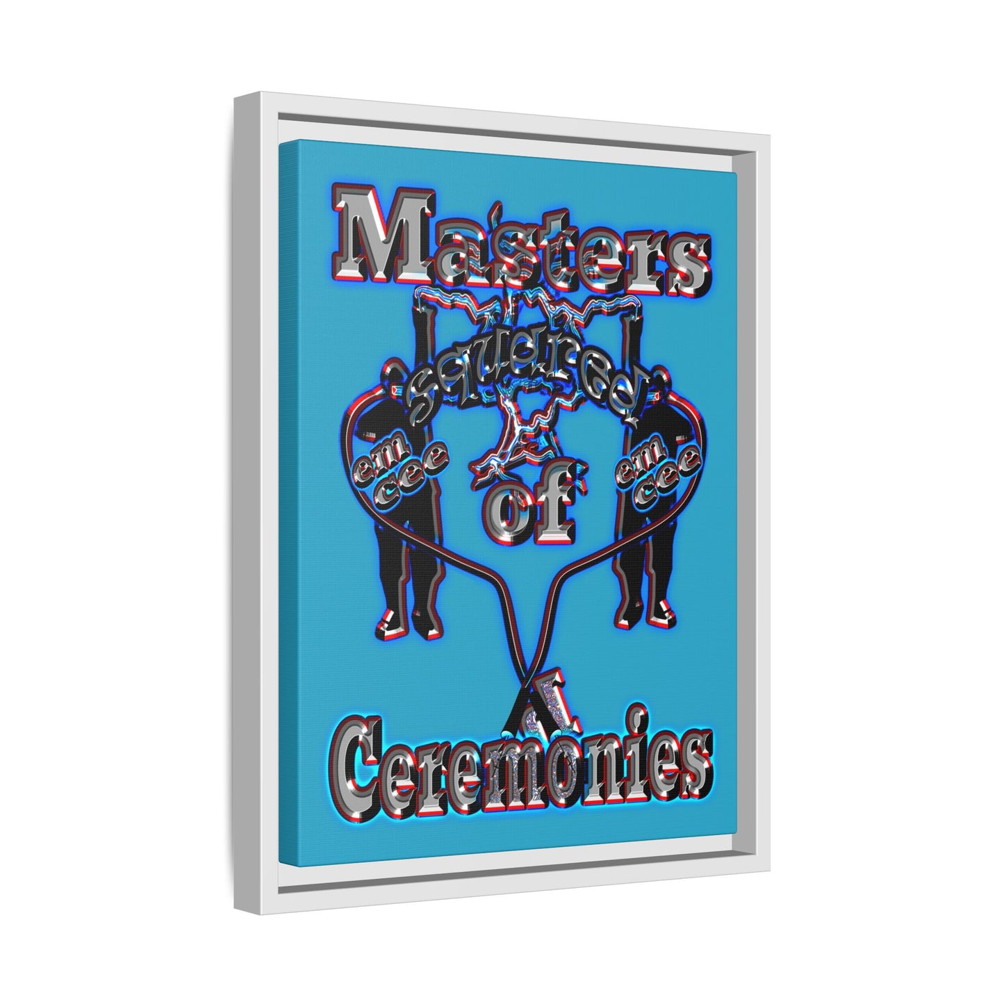 em cee squared - framed canvas art (turquoise)