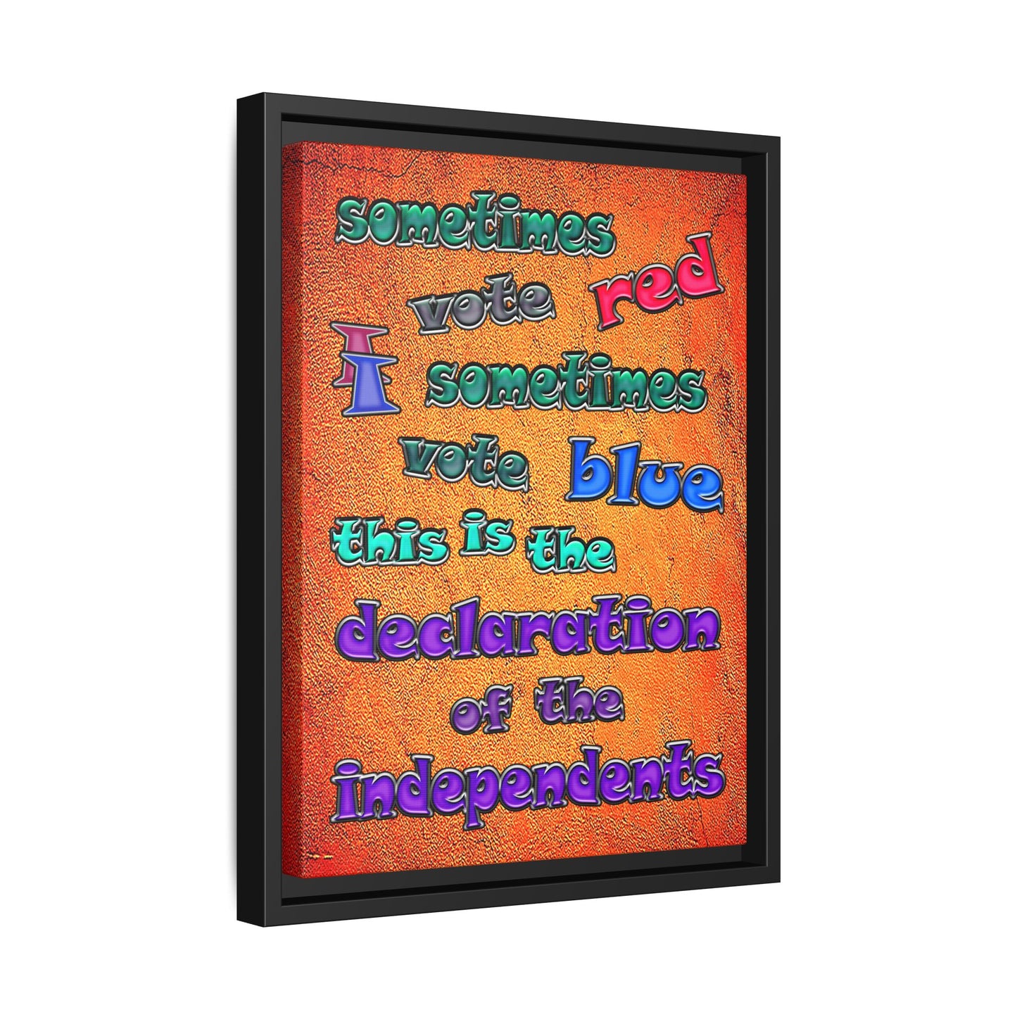 declaration of the independents - framed canvas art (burnt orange)