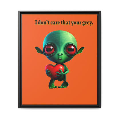 I don't care that your grey - framed canvas art (orange)