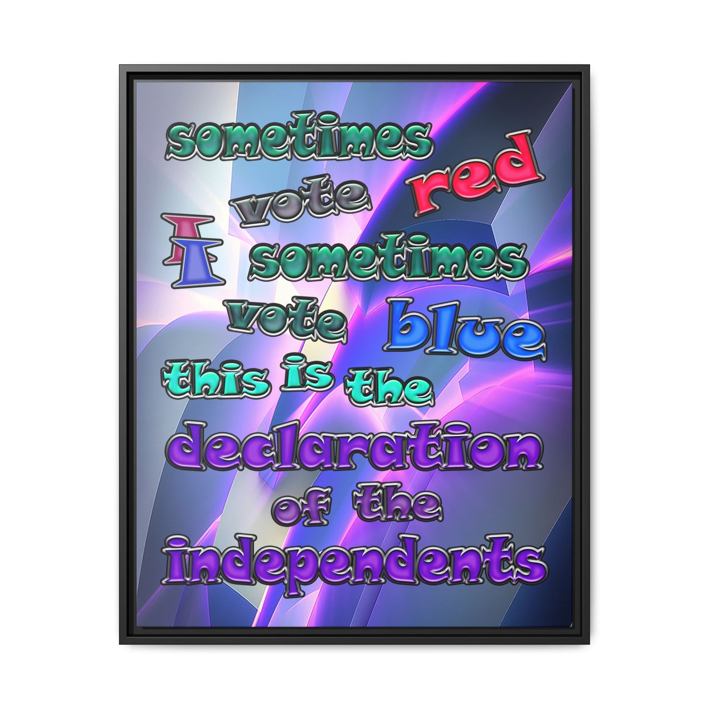 declaration of the independents - framed canvas art (grey-pink wave)