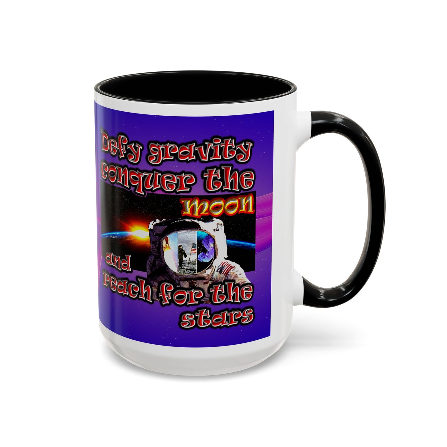 defy conquer reach - Accent Mug (purple-pink wave)