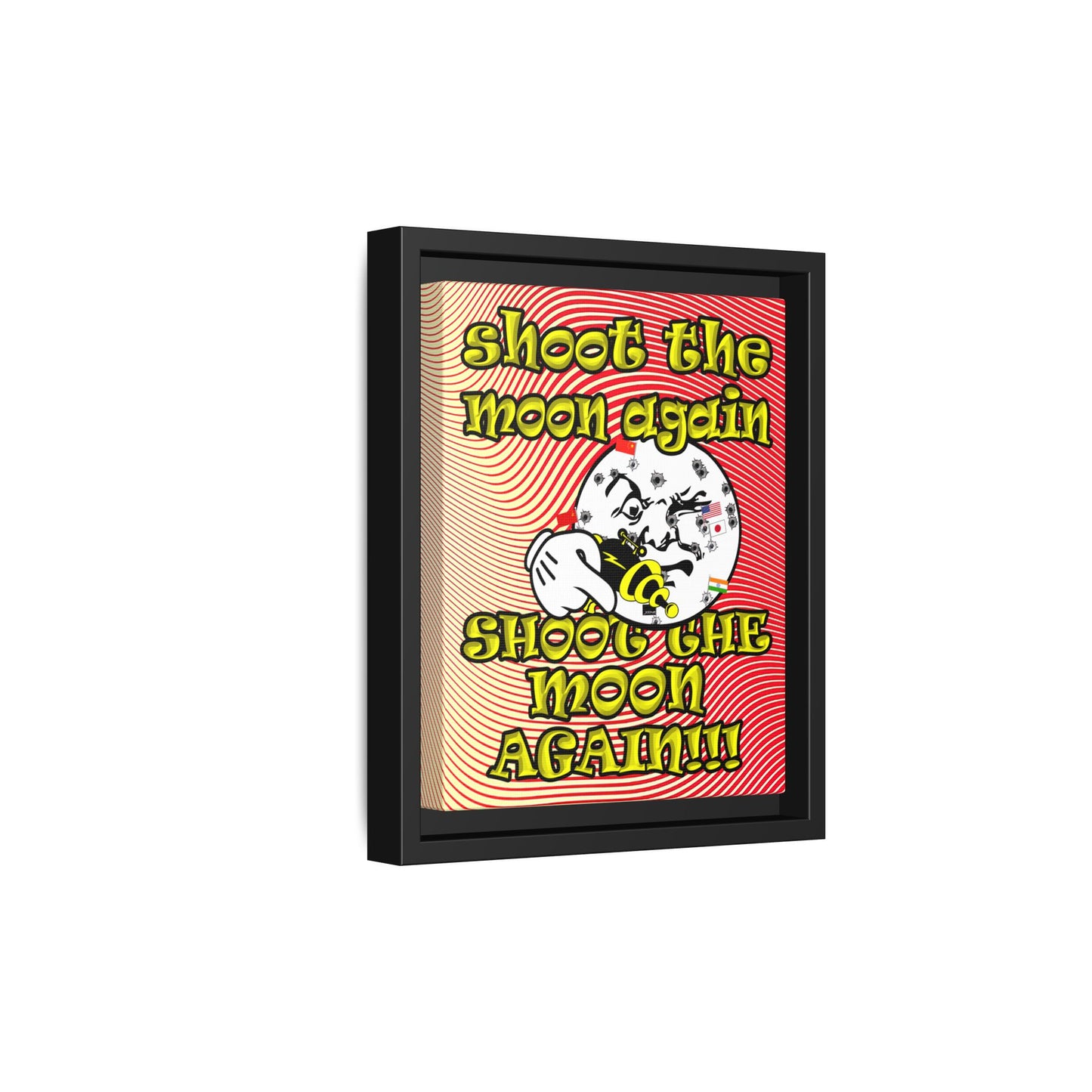 shoot the moon again - framed canvas art (yellow-orange wave)