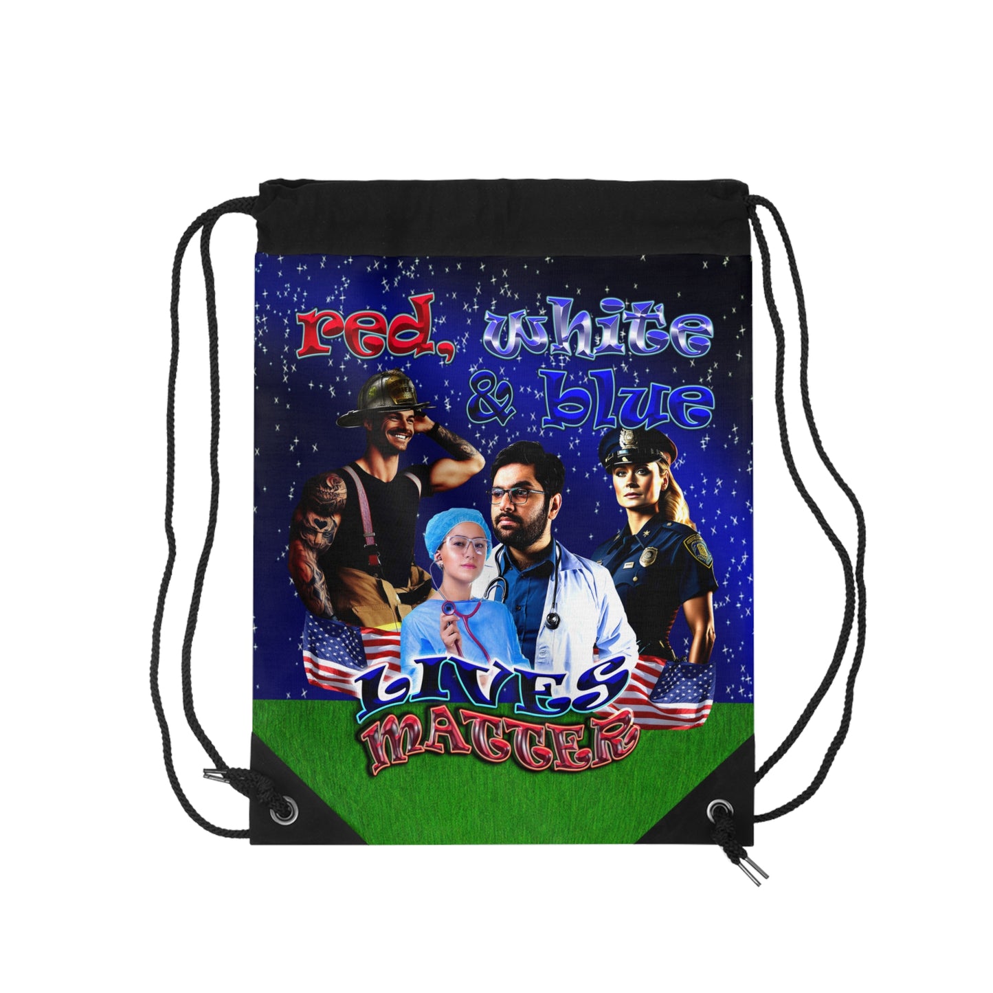 rw&b lives matter - Drawstring Bag ('snoops' background)