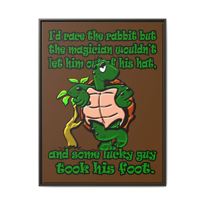 turtle race - framed canvas art (brown)